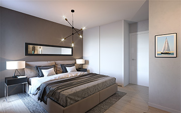 3D bedroom render for real-estate development